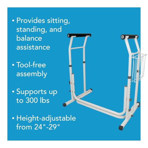 Carex Toilet Safety Rails, Adjustable Toilet Safety Frame with Handles for Elderly, Handicap, or Disabled, Heavy-Duty Non-Slip Grab Bar, with Padded Handles and Aluminum Frame for Bathroom Stability