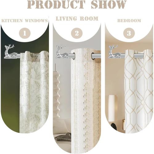 Size 66-120 Color Brown Decorative Curtain Rods for Windows:66-120 Adjustable Farmhouse Curtain Rod for Bedroom Living Room,Heavy Duty Rustic Drapery Rods with Vintage Deer Finials Easy Install,
