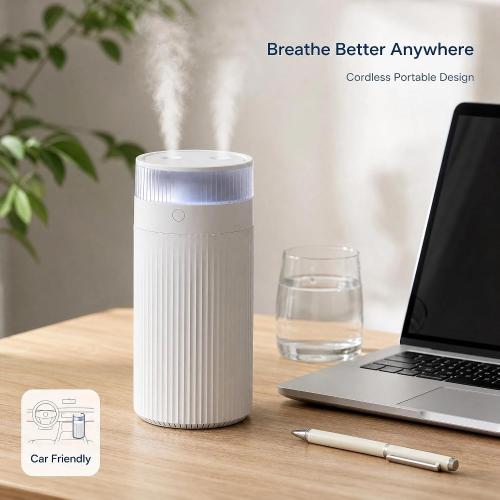 Portable Mini Humidifier 1.25L, Cool Mist for Bedroom Office Home, Auto Shut-Off, Dual Mist Modes, Night Light, Quiet Operation