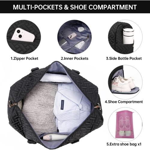 Duffle Bag for Travel, Weekender Bag with Shoe Compartment, Carry On Overnight Bag for Women with Toiletry Bag, Gym Bag with Wet Pocket, Hospital Bags for Labor and Delivery Beige