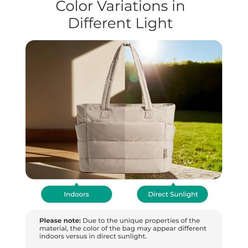 BAGSMART Tote Bag for Women, Lightweight Puffy Tote Bag with Compartments Shoulder Bag Handbag for Travel, Work, Gym