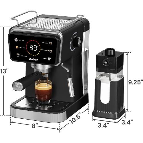 SUNVIVI 20 Bar Espresso Machine for Home and Office, 3-in-1 Iced Coffee Maker with Milk Frother, Espresso Shot & Iced Coffee, LED Touchscreen, 52OZ Removable Water Tank, Professional Coffee Brewing