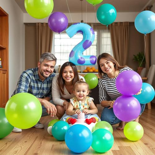 Monster Number 2 Balloons 40 Inch Monster Theme Birthday Party Decorations Large Foil Balloons for Girls Boys Birthday Baby Shower Party Backdrop Celebration Supplies