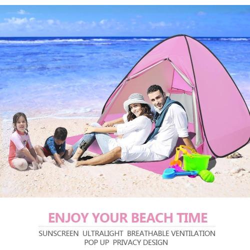 Automatic Pop Up Beach Tent Instant Portable Quick Sun Shelter for 2-3 Persons (Pink)