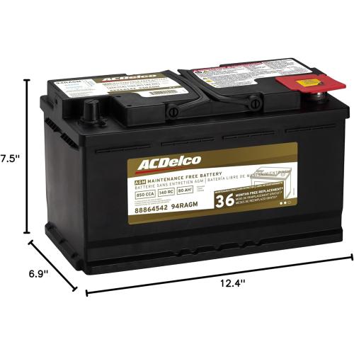 ACDelco Gold 94RAGM (88864542) 36 Month Warranty AGM BCI Group 94R Battery