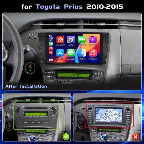 4G 128G Car Radio for Toyota Prius 2010-2015, 9'' Incell Full Touchscreen Stereo Android 15 Wireless CarPlay Android Auto Bluetooth 5G WiFi EQ FM RDS GPS WiFi SWC AHD Backup Camera