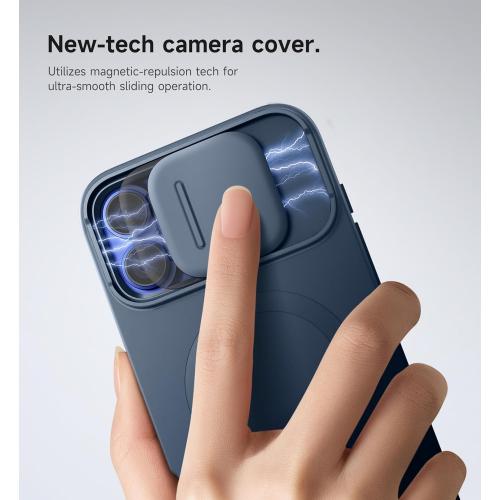 SURITCH for iPhone 16 Plus Case with Magnetic Camera Slide Cover and Adjustable Kickstand, Compatible with MagSafe, Shockproof Bumper Case Slim Protective Cover for iPhone 16 Plus 6.7 Inch, Blue