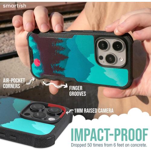 Smartish® iPhone 16 Pro Max Protective Magnetic Case - Gripzilla Compatible with MagSafe [Rugged   Tough] Heavy Duty Armor Cover Drop Tested Protection for Apple iPhone 16 Pro Max - Moving Mountains