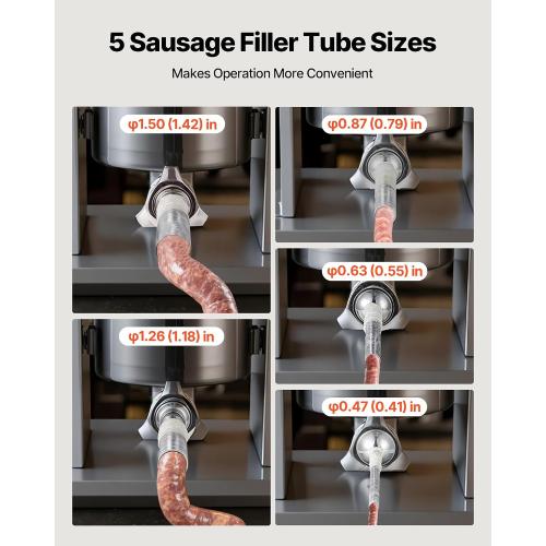 VEVOR Manual Sausage Stuffer, 7 LBS / 3 L Vertical Meat Stuffer, Heavy Duty Sausage Casing Meat Stuffing Machine, Dual-Speed Stainless Steel Filler with 5 Filling Tubes, for Commercial and Home Use ‼️used could be missing or broken parts ‼️