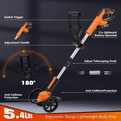 Electric Weed Wacker Eater Cordless Battery Powered, Weed Trimmer 21V Lightweight No-String with 2 Battery Operated & Wheels, 3 in 1 Stringless Grass Trimmer/Edger/Brush Cutter for Garden Yard Lawn‼️items missing‼️