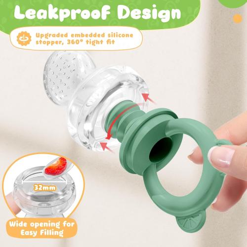 Bear Baby Fruit Food Feeder & Mini Freezer Nibble Tray Combo, 2 Pack Breastmilk Popsicle Molds for Baby Teething Relief, BPA Free Silicone Feeder for Safe Infant Self Feeding, Dishwasher Safe