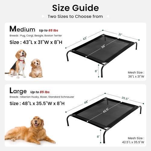 Love's cabin Elevated Cooling Dog Bed for Large Dogs, Portable Indoor & Outdoor Raised Pet Dog Cat Cot, Durable Summer Frame with Breathable Mesh, Black, 48 inches