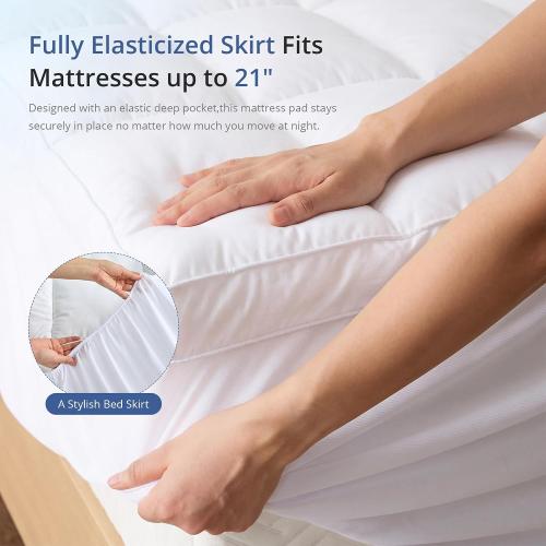 Queen Mattress Topper for Back Pain Relief, Comfort Pillow Top Mattress Pad Make Mattress Soften, Washable Mattress Pad with Deep Pockets up to 21 inch