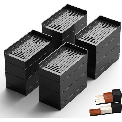 Furniture Risers, Tclouda Bed/Sofa/Desk/Table/Chair Leg/Fridge Lifts to 1.5, 3 and 4 in, Rectangle Adjustable Risers Blocks for Extenders, Heavy Duty Supports Up to 1300 Lbs, 4 in-Black-Rectangle