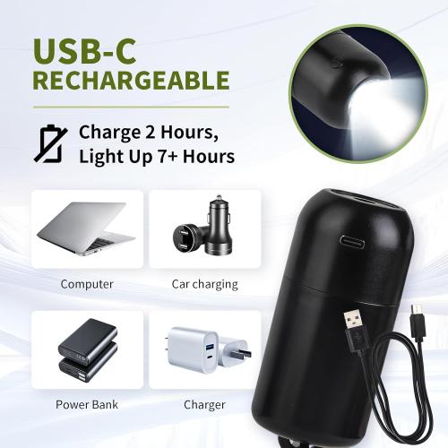 Dog Poop Bag Holder with Flashlight, USB Rechargeable, Doggie Waste Bag Dispenser for Leashes, Includes 1 Roll Extra Thick Bags, Clip & Holder - by PetIsay(Black)