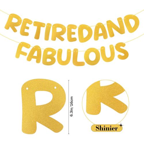 RETIREDAND FABULOUS 1 Pack Happy Retirement Banner, Retirement Decorations Congratulations Banner, Going Away Party Decorations, Congratulations, Goodbye Party Decorations