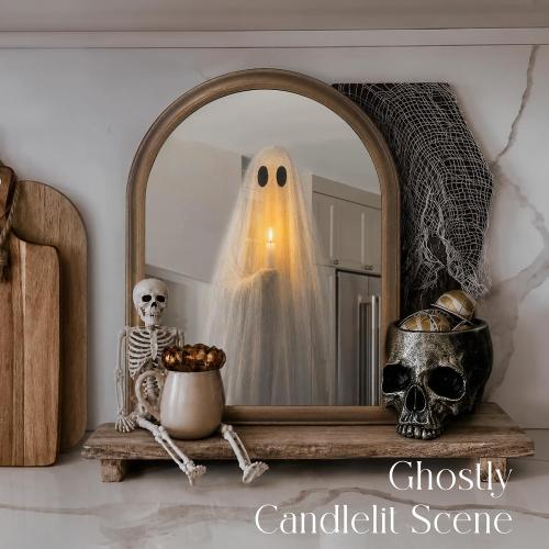ORIENTAL CHERRY Halloween Decor - 11 x 13.8 Light Up Ghost Mirror