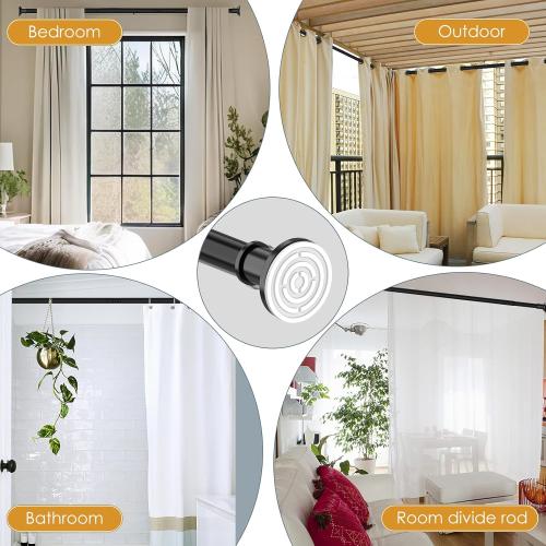 Black Tension Shower Curtain Rod 1.1 Diameter Heavy Duty Stainless Steel Adjustable Spring Tension Rods 30 to 88 inch No Drill Shower for Bathroom Windows Outdoor No Slip No Rust