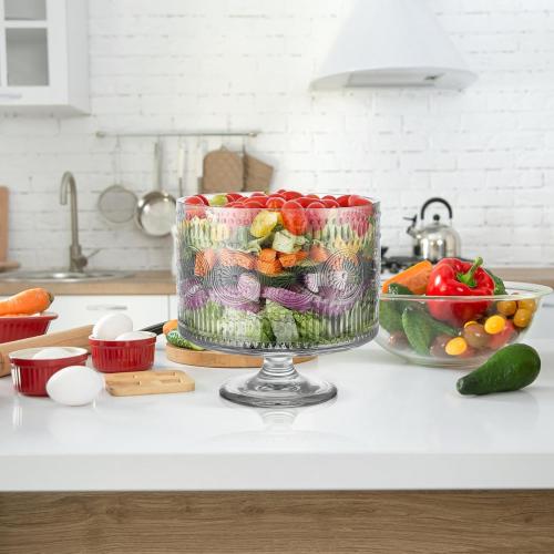 MOLIGOU Glass Trifle Bowl, 110 oz Trifle Bowl with Pedestal, Trifle Serving Dish for Layered Dessert, Fruit, Salad