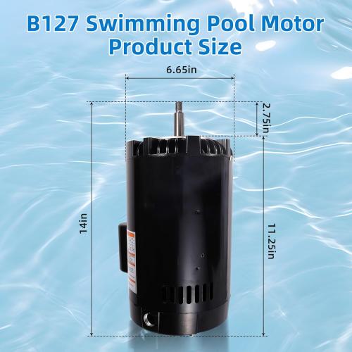 B127 Pool Motor 3/4 HP, 3450 RPM, 1 Speed, 230/115 Volts, 6.0/12.0 Amps, 1.5 Service Factor, 56J Frame, PSC, ODP Enclosure, C-Face