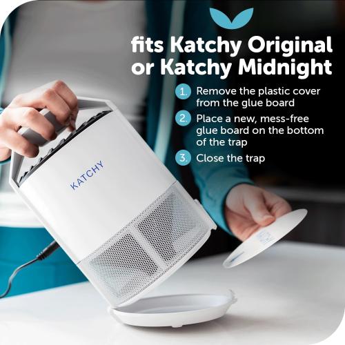 Katchy Original and Midnight Glue Board Refills (4 Pack) – Catcher & Killer for Mosquito, Gnat, Moth & Fruit Fly – Indoor Flying Insect Trap Glue Board Refills – Non-Zapper Traps for Buzz-Free Home