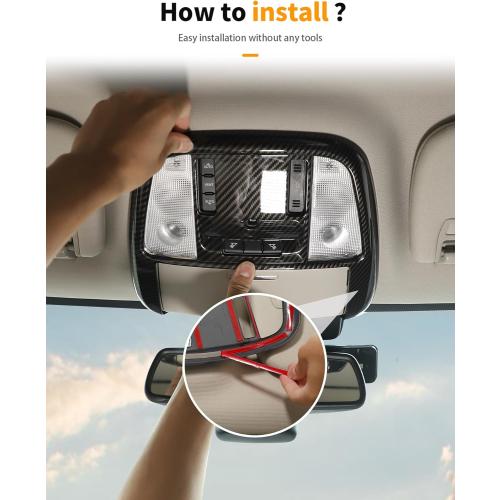 Hoolcar Carbon Fiber Roof Reading Light Cover Trim Fit for 2011-2024 2025 Dodge Charger/Durango/Chrysler 300 Roof Reading Lamp Decals Sticker Kits Interior Accessories (B)