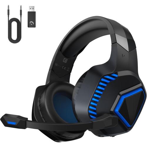 Captain 100 Gaming Headsets Wireless for PS5, PS4, Mac, Switch, PC, Computer - 2.4GHz Wireless & Bluetooth 5.2 Gamer Gaming Headphones Wireless, ENC Noise-Canceling Mic, 50MM Drivers, Blue