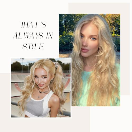BrittyHair Blonde Long Wavy Wig for White Women 26 Inch Middle Part Curly Wig Natural Looking Heat-resistant synthetic fiber wigs for Daily Wear Cosplay and Halloween