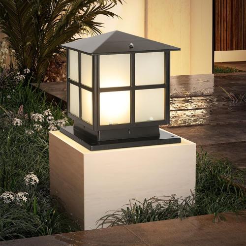 SLAWA Outdoor Post Lights Fixture, Modern Yard Entry Outdoor Column Lights with Aluminum Housing, Patio Pillar Lights Outdoor with Tempered Glass, IP65 Waterproof
