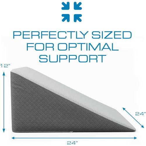 Kolbs Bed Wedge Pillow for Sleep Apnea, Sleeping Comfort, Relaxing, Acid Reflux, Heartburn and Back Pain Relief. Cushion for Sitting Up in Bed. Memory Foam Top, Chic Jacquard Washable Cover.