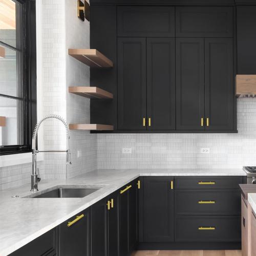 30 Pack Brushed Brass Cabinet Handles Gold 3 Inch Hole Center Cabinet Pulls Stainless Steel Drawer Handles Kitchen Cabinet Hardware Pulls for Cabinets and Drawers - 5 Length, 3 Hole Center