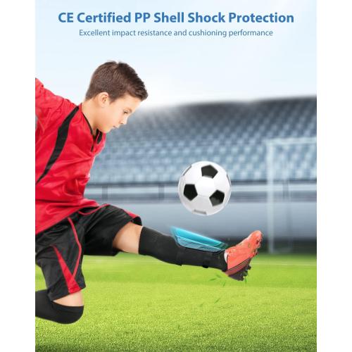 Shin Guards Soccer Kids Youth, CE Certified Airsfish Shin Guard Protection Gear for 2-18 Years Old Boys Girls Teenagers High Impact Resistant Breathable Comfortable 1 Pair 4 Sizes