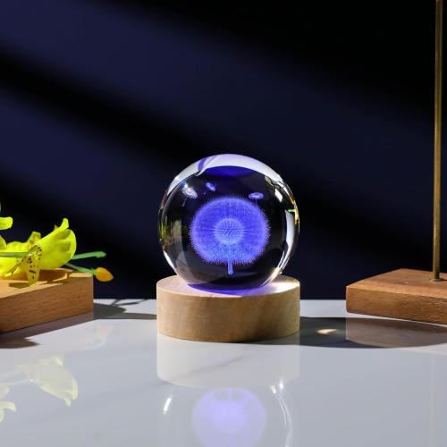 3D Dandelion Gifts for Women Crystals Ball - Dandelion Figurines Decor Glass Figurine Cat Stuff for Room Birthday for Best Friend Lovers Keepsake Paperweight