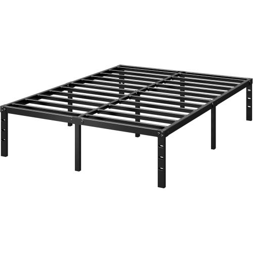 Metal Platform Bed Frame 16 Inch Tall,No Box Spring Needed,Queen Size Bed with Heavy Duty Strong Support Slats,Easy to Assemble,Black