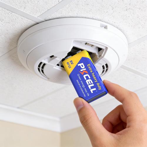 PKCELL 9V Batteries, 10 Pack 9 Volt Batteries Carbon Zinc, 9V Battery for Smoke Detector, Alarms, 6F22 Square Battery