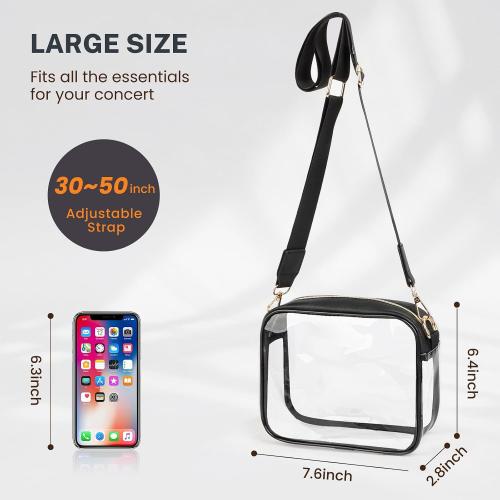 Aveniee Clear Bag Stadium Approved, Clear Purses for Women, Crossbody Bag for Concerts with Adjustable Strap