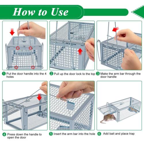 2 Packs Humane Rat Trap Outdoor, Wanqueen Humane Mouse Traps Indoor for Home, Small Rodent Chipmunk Trap and Other Live Animal Cage Catch and Release