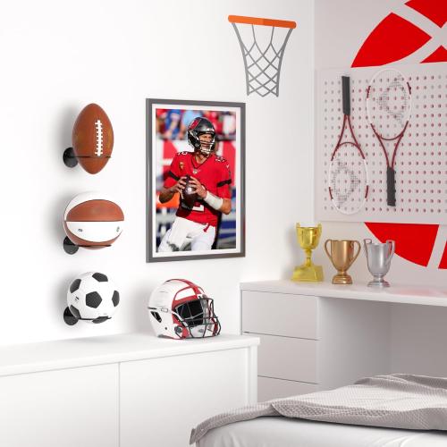 Basketball Wall Mount, Wall Basketball Holder, Boys Room Decor, Black