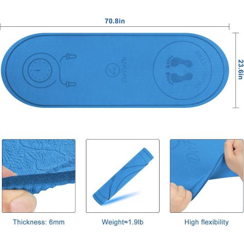 Blue Jump Rope Mat 71/63x24 Larger Non-Slip Indoor Outdoor Exercise Fitness Mat, High-Density Workout Shock Absorption for Home Gym Flooring Concrete Jumping Rope