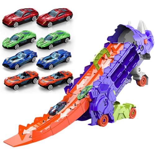 Genérico Dinosaur Transport Truck - Foldable Dinosaur Truck - Dinosaur Truck Toys for Foldable Transport with Track and Metal Cars for Kids