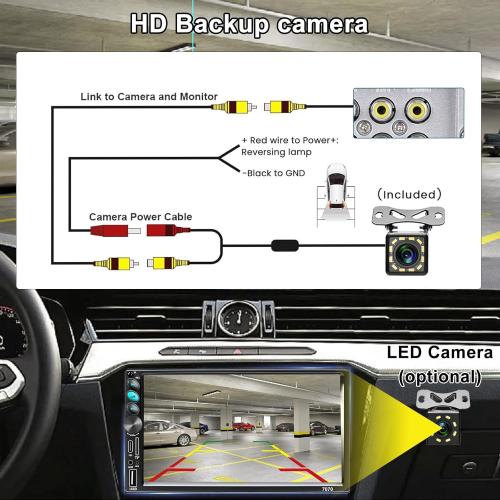 Double Din Car Stereo with Apple Carplay and Android Auto for Car Radio, Receivers Capacitive Touchscreen Car Stereo with Bluetooth, Mirror Link, FM, USB, TF, AUX, Type-C Charging, Backup Camera, SWC