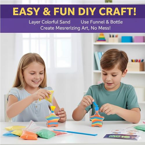 MAGICACORN Glow Sand Art Kit – DIY Craft for Kids Ages 5-12, Fun Creative Gift (Star Bottle)