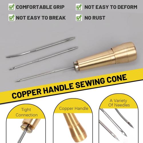 Mardatt 19pcs Leather Sewing Awl Kit Includes Leather Needle with Copper Handle, Leather Sewing Working Tools with Multiple Types of Needles, Waxed Thread and Thimble for DIY Leather Craft