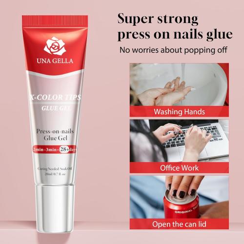 UNA GELLA UV Gel Nail Glue 20ml for Nails Tips, Super Strong Solid Glue Gel U V/LED Lamp Curing Required for Fake Acrylic Nail Tips, Press On Nails Art Extension