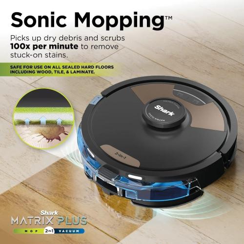 Shark Matrix Plus 2-in-1 Robot Vacuum & Sonic Mop, Home Mapping, HEPA Bagless Self Empty Base with 30-Day Capacity, CleanEdge, for Pet Hair, WiFi, UR2650WS