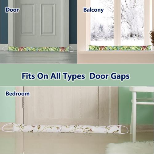 2 Pack 36 Inch 2.8 Inch Wide Slim Under Door Blocker Door Draft Stopper, Bottom Blocker Weighted Gap Filler Saving Energy Sound Air Noise Light Stopper Canvas Cotton Cartoon Print 2.2Lb