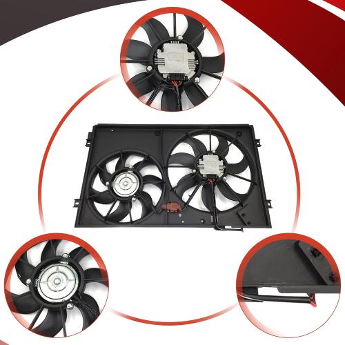 Black PartsFlow Radiator Cooling Fan Assembly for 2012-2013 Volkswagen Beetle/Passat for 2010-2013 Volkswagen Golf for 2006-2009 Volkswagen Rabbit for 2005-2013 Volkswagen Jetta 620-843