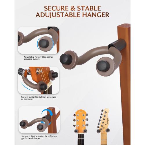 BROWN STRICH Acoustic Guitar Stand, HardWood 35.4 Height Floor Guitar Dispaly, Walnut Guitars Holder with Hanger for Home, Studio (FH1, Guitar Display)