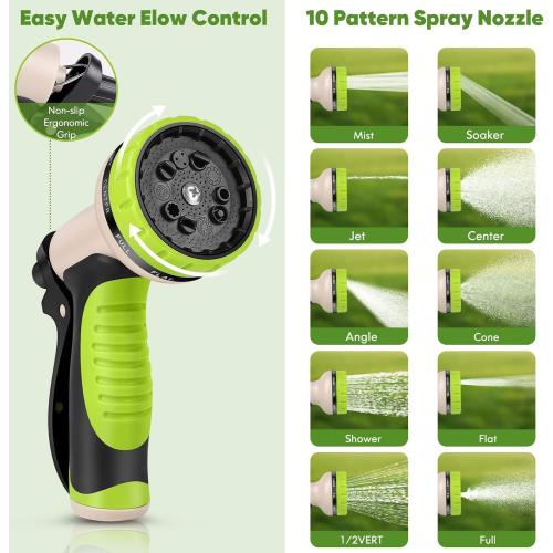 Garden Hose 150ft, Metal Stainless Steel Water Hose with 10 Function Nozzle Flexible, Lightweight, Kink-Free, Pet Proof, Puncture Proof Hose for Yard, Outdoor