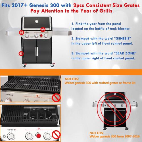 BLACK 7599 Griddle Replacement Parts for Weber Genesis II Griddle ii E-310 ii E-315 ii E-330 ii E-335 Insert ii E-325 ii S-310 ii E-610 Cast Iron Genesis 2 300 600 Flattop Griddle Pan Accessories